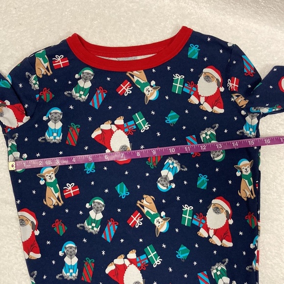 Lands end snug fit cotton long sleeve deep sea navy holiday dog cat Christmas 14 - Picture 6 of 11